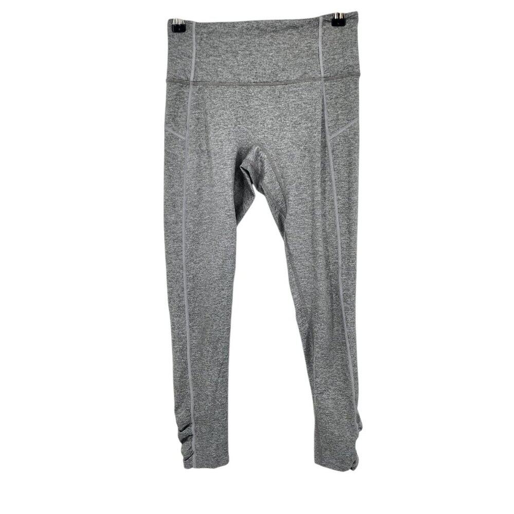 Free People Movement Grey High-Waisted Leggings With Ruched Hem Size Small